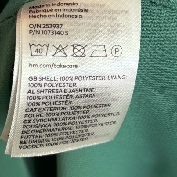 H&M| Vibrant Green Sheer Long Sleeve V-Neck Tie Back Party Dress Sz XL - Picture 6 of 6